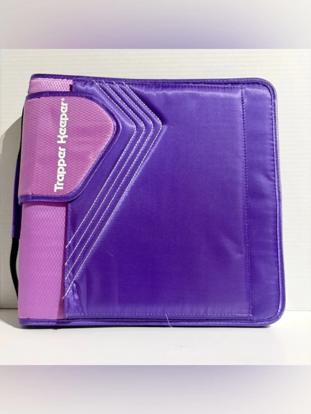 Y2K Mead Trapper Keeper Zip Purple Pink Padded 3 Ring 2” Binder Handle Snapper